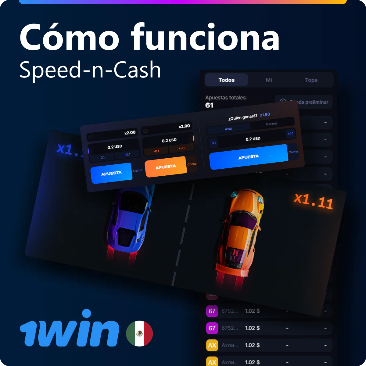 Principio del juego 1win Speed-n-Cash