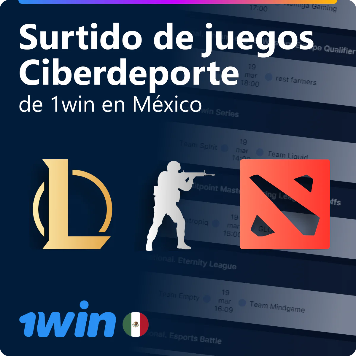 Tipos de juegos ciberdeportivos en 1win México